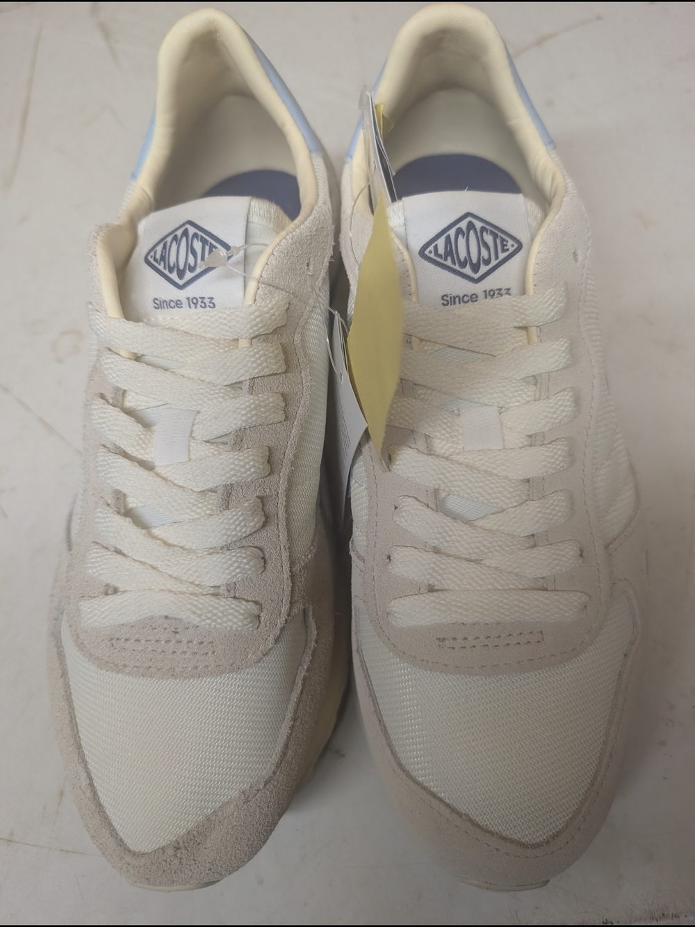 Lacoste Low-Profile Sneakers in Cream and Light Blue